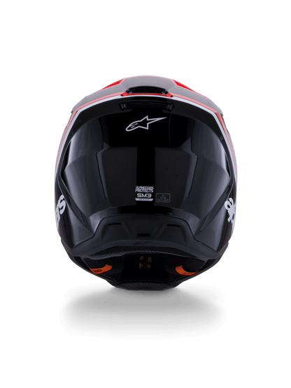 Alpinestars S-M3 Radium Casque brillant noir, rouge fluo et blanc - MxProStoreParts