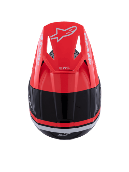 Alpinestars S-M3 Radium Casque brillant noir, rouge fluo et blanc - MxProStoreParts