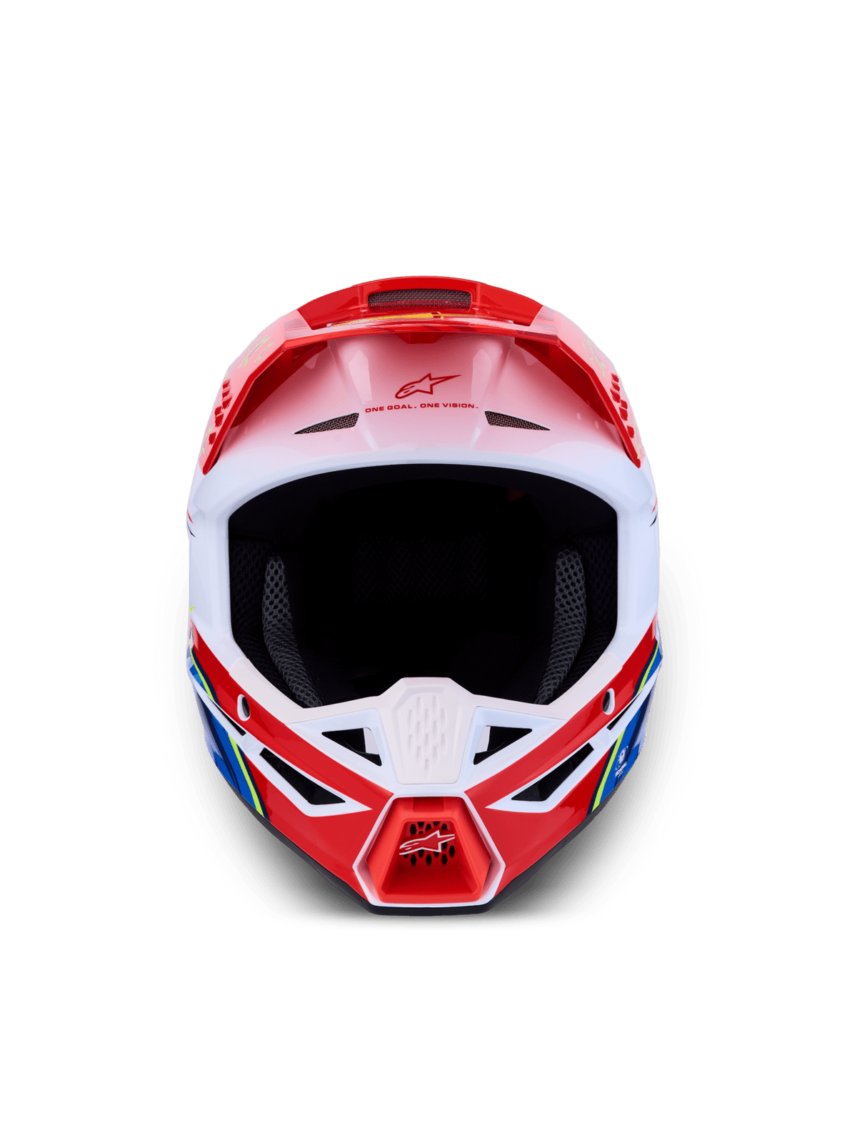 Alpinestars S-M3 Falcon Casque ECE 22.06 Rouge Fluo Blanc Bleu Jaune Fluo - MxProStoreParts