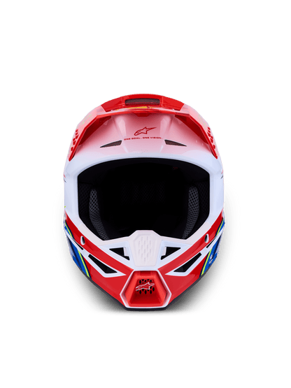 Alpinestars S-M3 Falcon Casque ECE 22.06 Rouge Fluo Blanc Bleu Jaune Fluo - MxProStoreParts