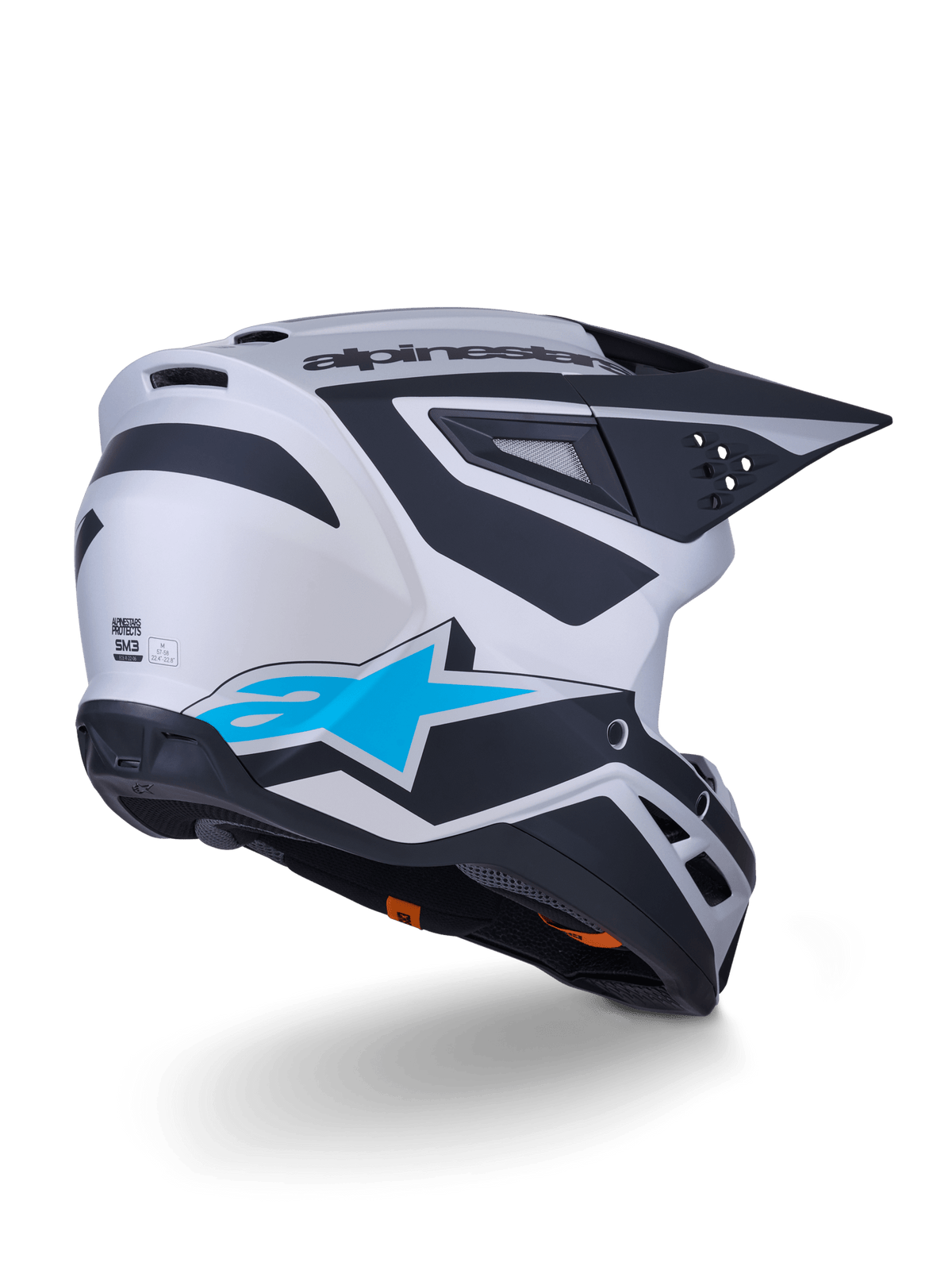 Alpinestars S-M3 Heat Casco ECE 22.06 Plata Azul Negro Mate - MxProStoreParts