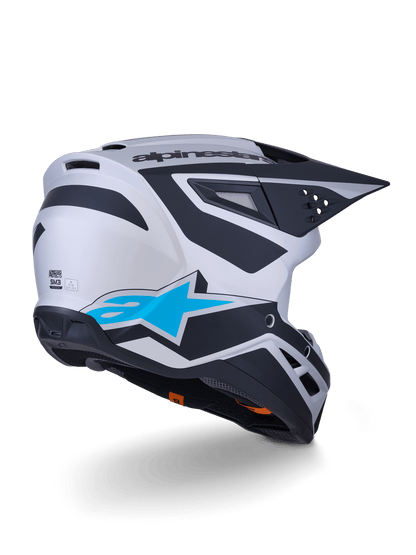 Alpinestars S-M3 Heat Casco ECE 22.06 Plata Azul Negro Mate - MxProStoreParts
