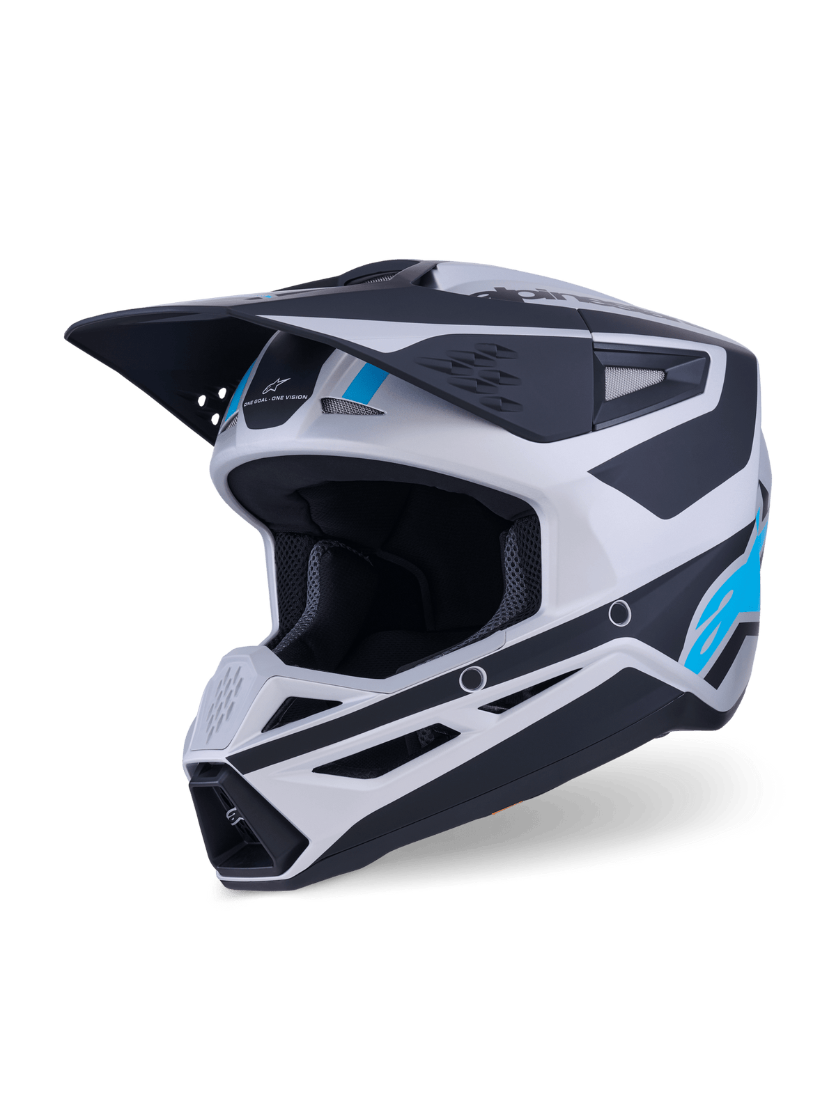 Alpinestars S-M3 Heat Casco ECE 22.06 Plata Azul Negro Mate - MxProStoreParts