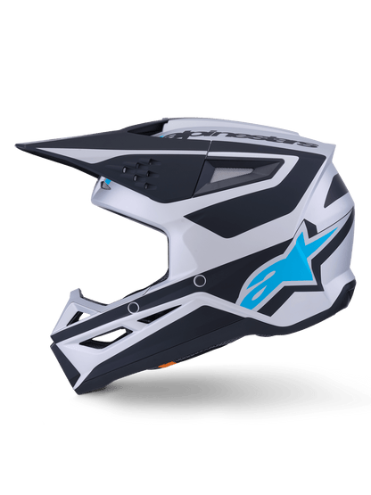 Alpinestars S-M3 Heat Casco ECE 22.06 Plata Azul Negro Mate - MxProStoreParts