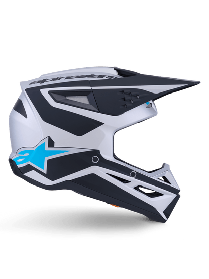 Alpinestars S-M3 Heat Casco ECE 22.06 Plata Azul Negro Mate - MxProStoreParts