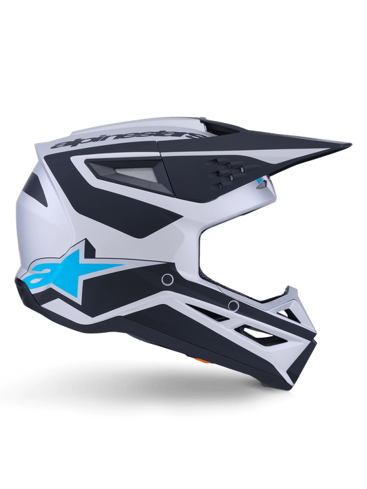 Alpinestars S-M3 Heat Casque ECE 22.06 Argent Bleu Noir Mat