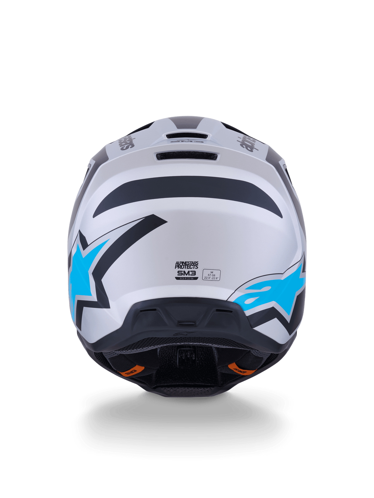 Alpinestars S-M3 Heat Casco ECE 22.06 Plata Azul Negro Mate - MxProStoreParts