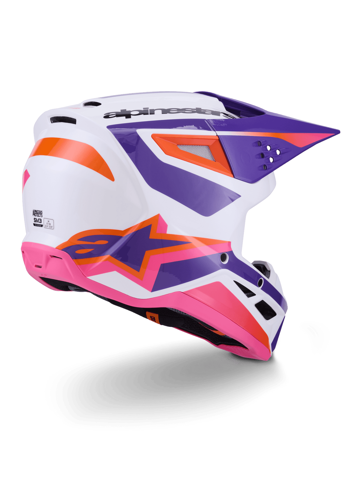 Alpinestars S-M3 Casque Chauffant Thermo-injecté Blanc Violet Rose Brillant - MxProStoreParts