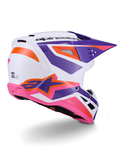 Alpinestars S-M3 Casque Chauffant Thermo-injecté Blanc Violet Rose Brillant - MxProStoreParts