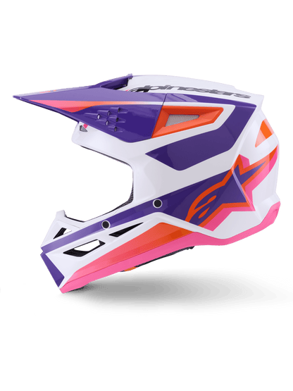 Alpinestars S-M3 Casque Chauffant Thermo-injecté Blanc Violet Rose Brillant - MxProStoreParts