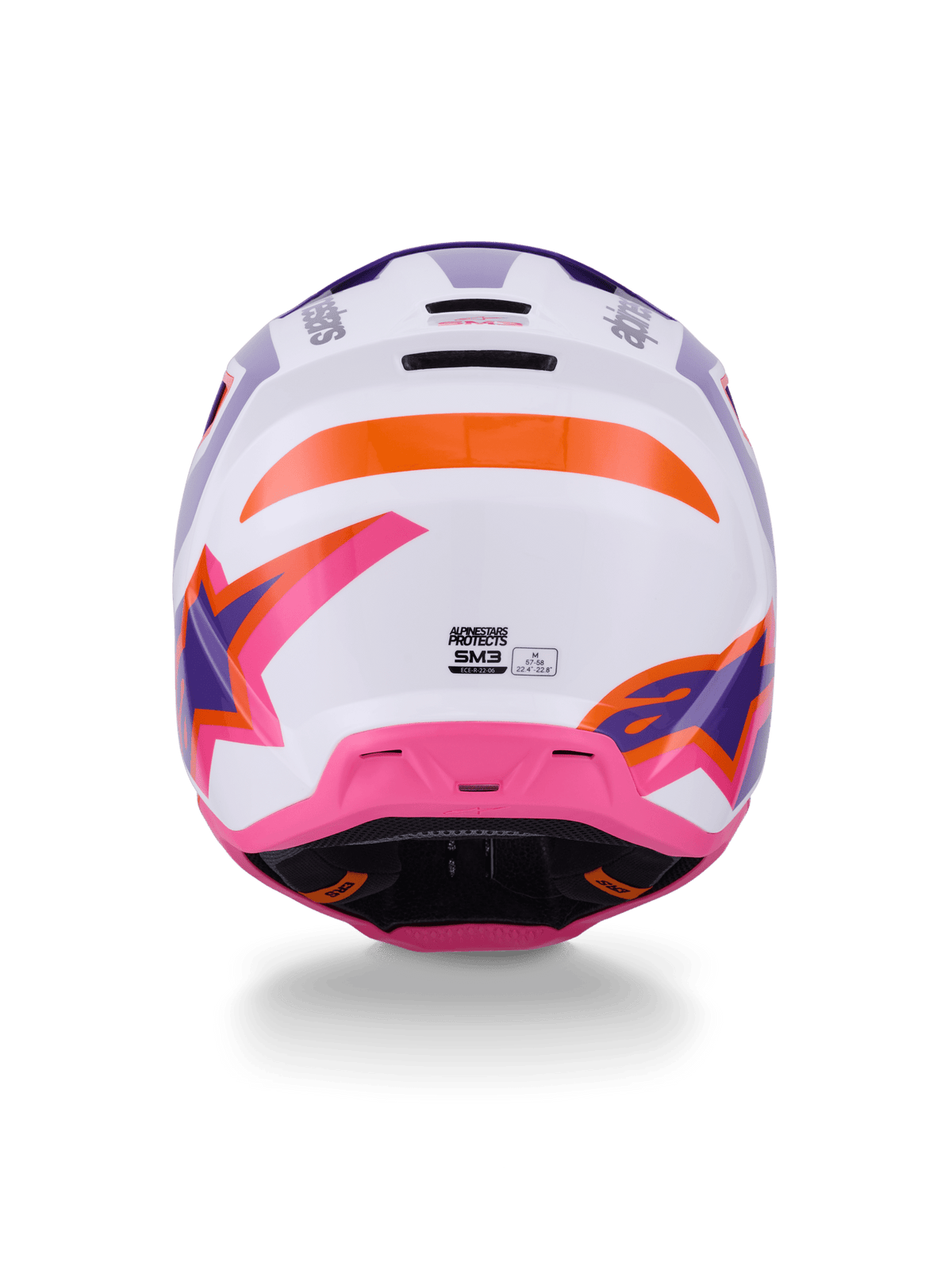 Alpinestars S-M3 Casque Chauffant Thermo-injecté Blanc Violet Rose Brillant - MxProStoreParts