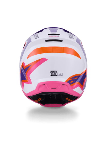 Alpinestars S-M3 Casque Chauffant Thermo-injecté Blanc Violet Rose Brillant - MxProStoreParts