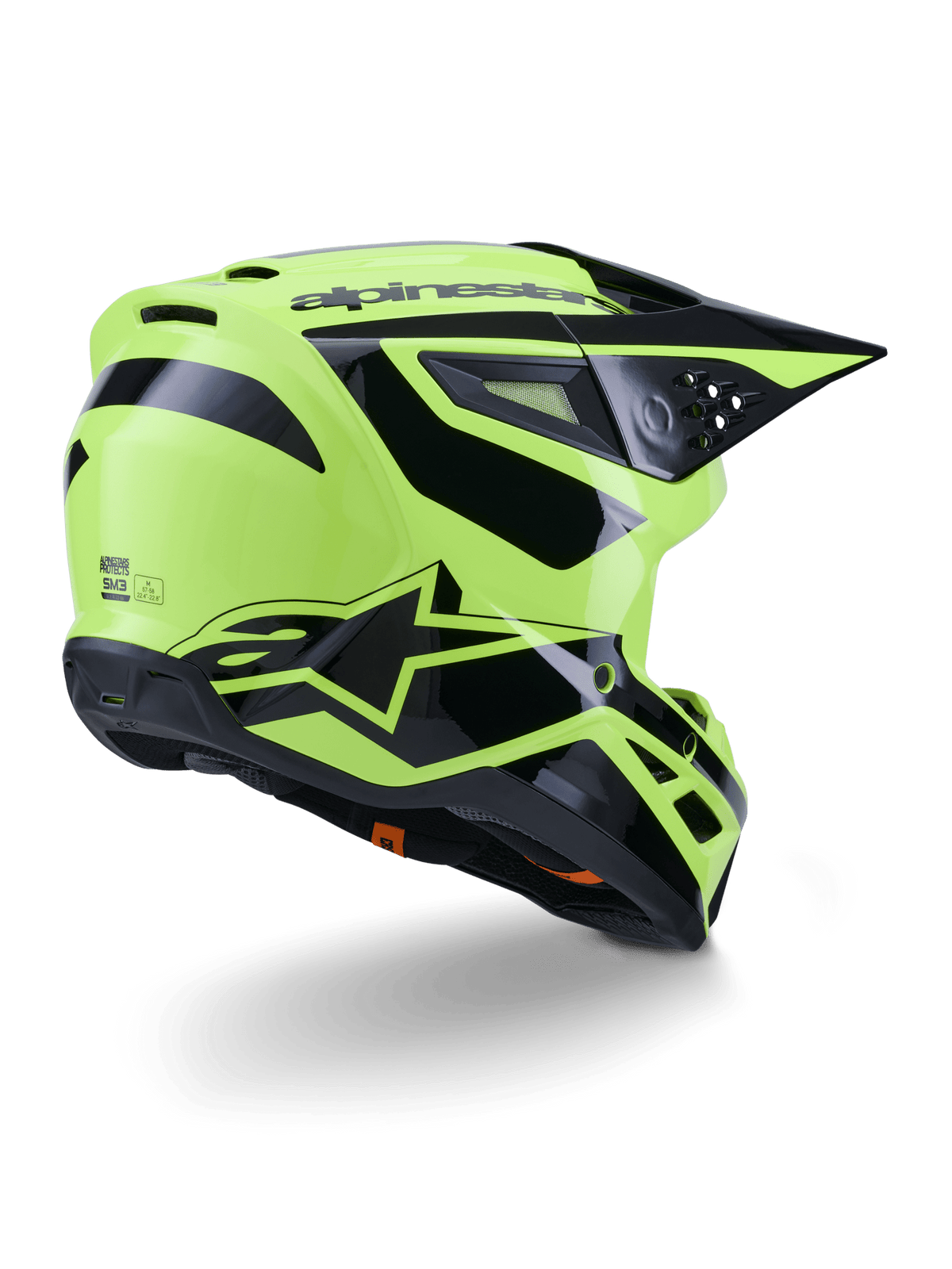 Alpinestars S-M3 Heat Casco ECE 22.06 Amarillo Fluorescente y Negro Brillante - MxProStoreParts