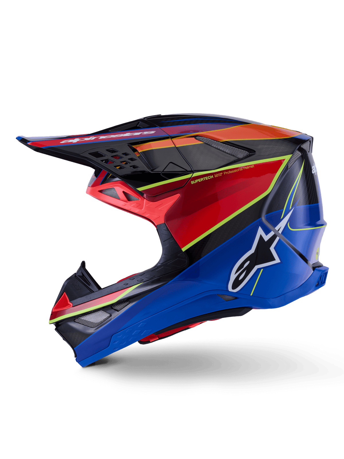 Alpinestars Casque Supertech M10 Era Fluo Brillant Bleu Rouge Jaune - MxProStoreParts