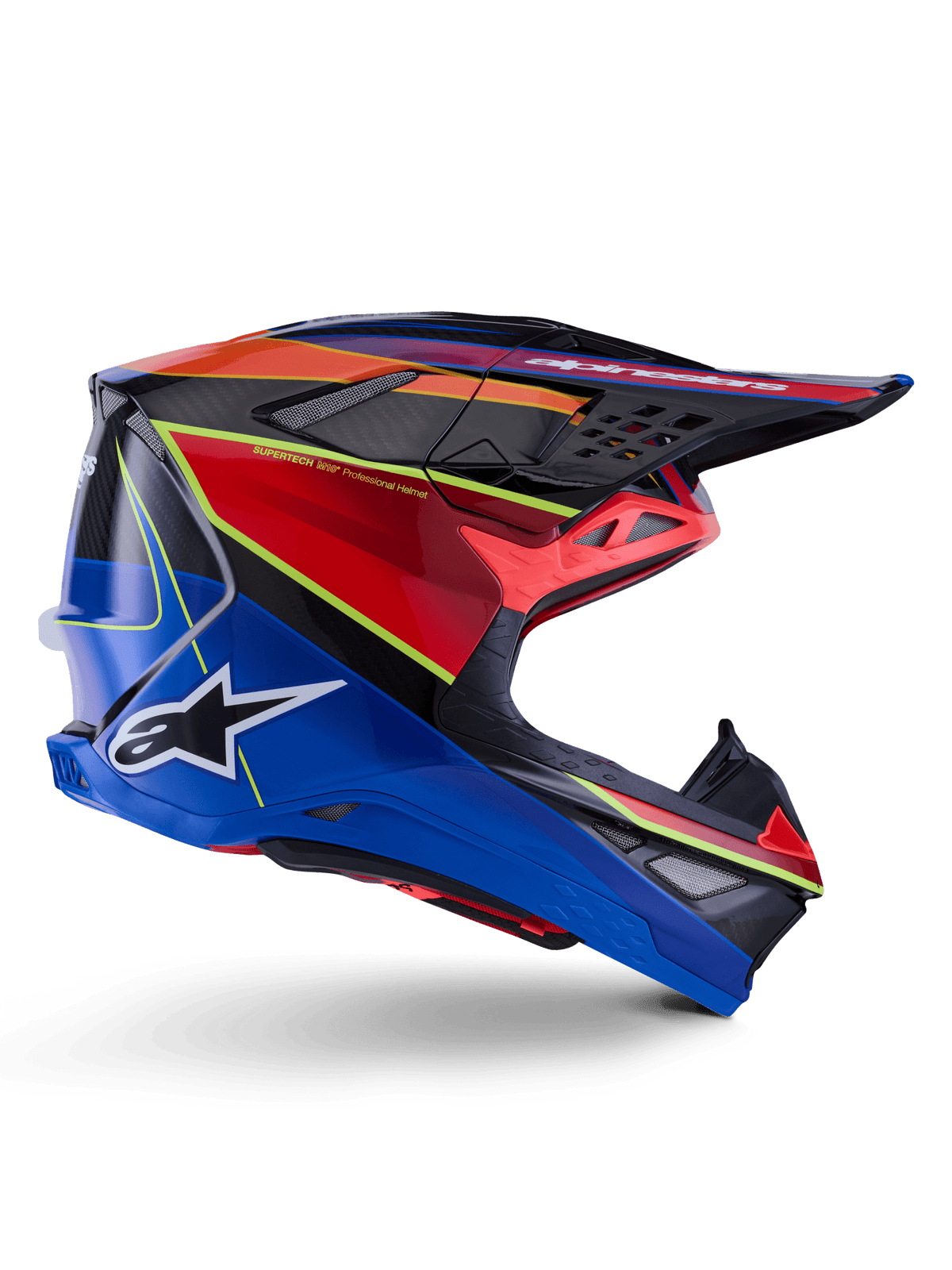 Alpinestars Casque Supertech M10 Era Fluo Brillant Bleu Rouge Jaune - MxProStoreParts