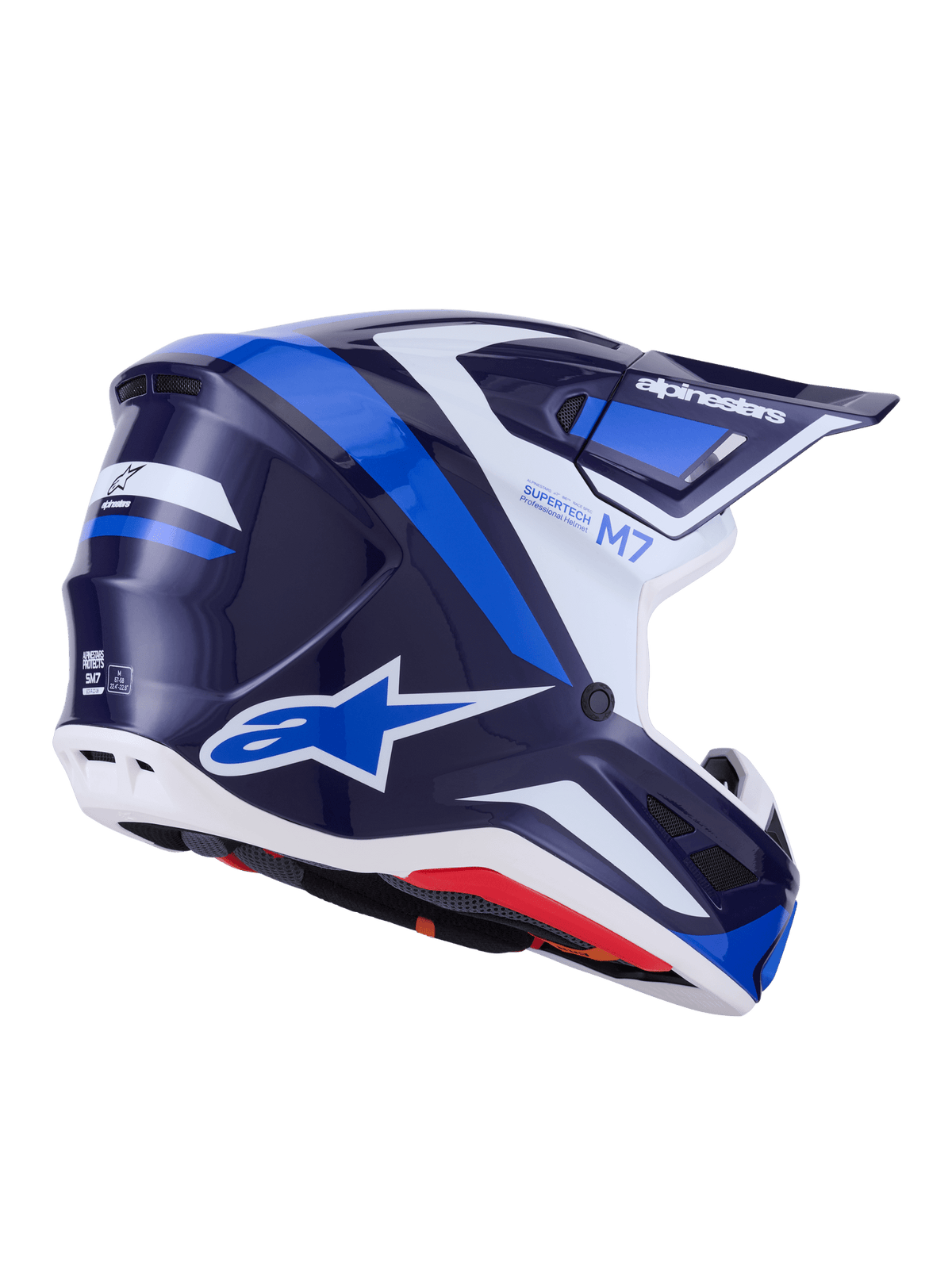 Alpinestars S-M7 Rise Casco Off-Road Aerodinámico Azul-Blanco Brillante - MxProStoreParts