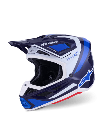 Alpinestars S-M7 Rise Casco Off-Road Aerodinámico Azul-Blanco Brillante - MxProStoreParts