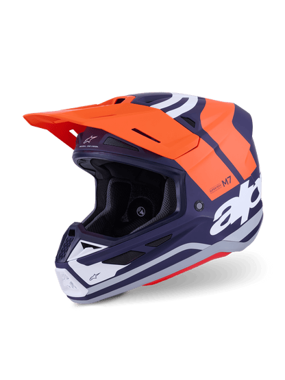 Alpinestars S-M7 Core Casque ECE 22.06 Orange Bleu Mat - MxProStoreParts