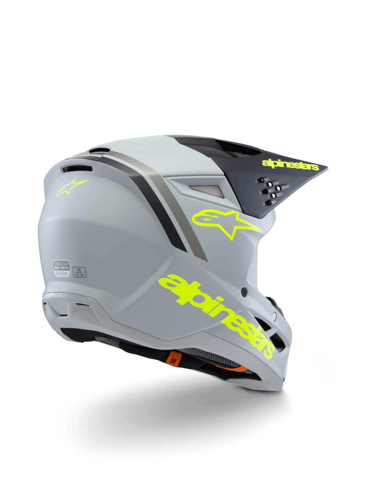 Alpinestars S-M3 Youth Helmet Radium Matte Grey Black Fluoro Yellow - MxProStoreParts