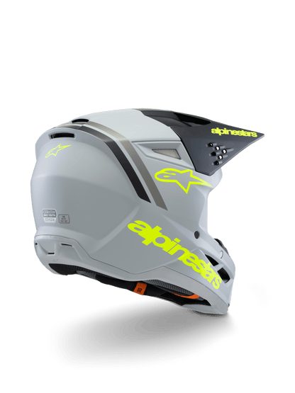 Alpinestars S-M3 Youth Helmet Radium Matte Grey Black Fluoro Yellow - MxProStoreParts