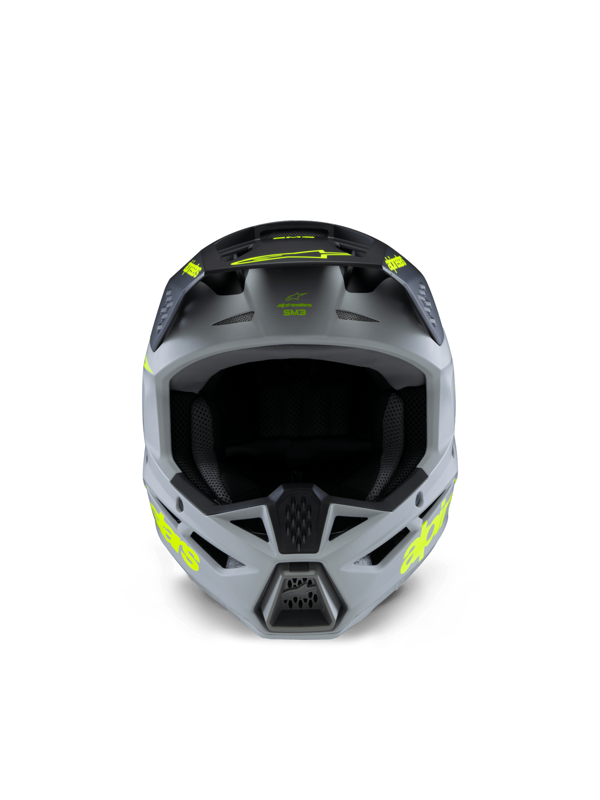 Alpinestars S-M3 Youth Helmet Radium Matte Grey Black Fluoro Yellow - MxProStoreParts