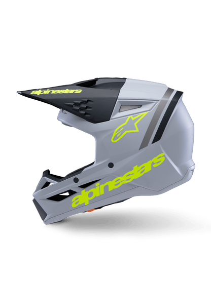 Alpinestars S-M3 Youth Helmet Radium Matte Grey Black Fluoro Yellow - MxProStoreParts