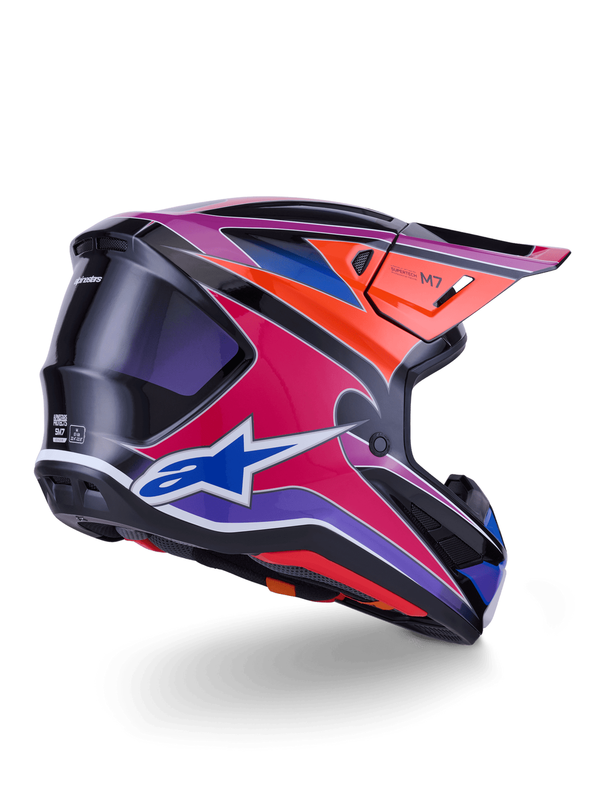 Alpinestars S-M7 Fuse Casque ECE22.06 Bleu Violet Rose - MxProStoreParts