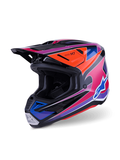 Alpinestars S-M7 Fuse Casque ECE22.06 Bleu Violet Rose - MxProStoreParts