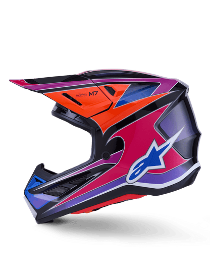 Alpinestars S-M7 Fuse Casque ECE22.06 Bleu Violet Rose - MxProStoreParts