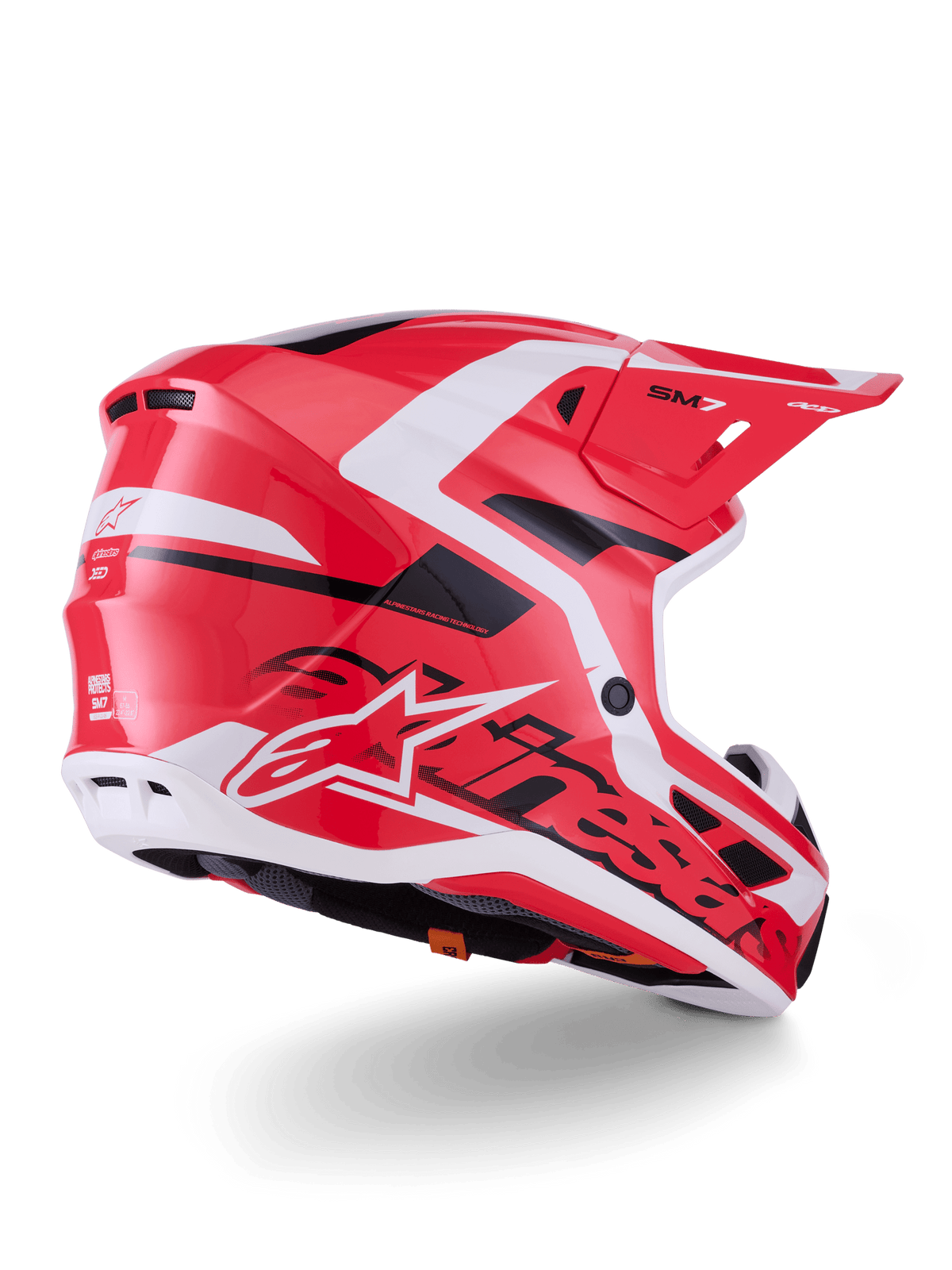 Alpinestars S‑M7 Deed Casco Integral ECE 22.06 Rojo-Negro-Blanco Brillante - MxProStoreParts