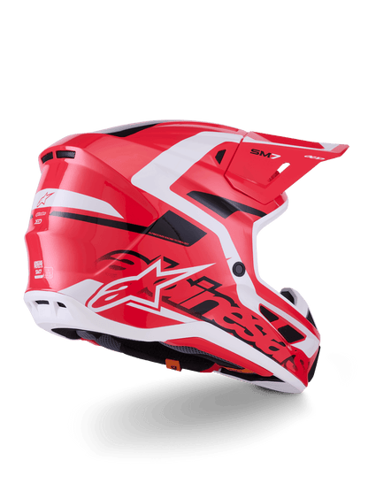 Alpinestars S‑M7 Deed Casco Integral ECE 22.06 Rojo-Negro-Blanco Brillante - MxProStoreParts