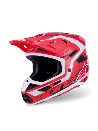 Alpinestars S‑M7 Deed Casco Integral ECE 22.06 Rojo-Negro-Blanco Brillante - MxProStoreParts