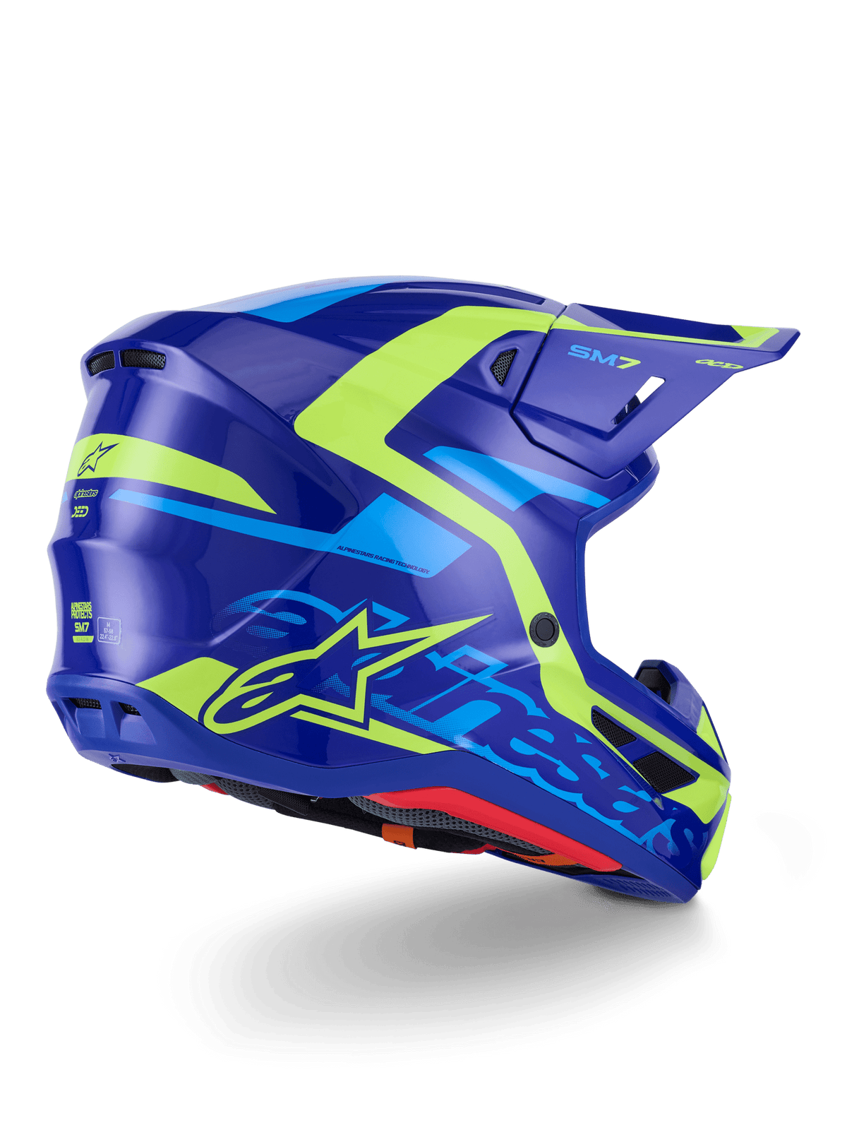 Alpinestars S-M7 Deed Helmet ECE 22.06 Blue Yellow Fluorescent Glossy - MxProStoreParts