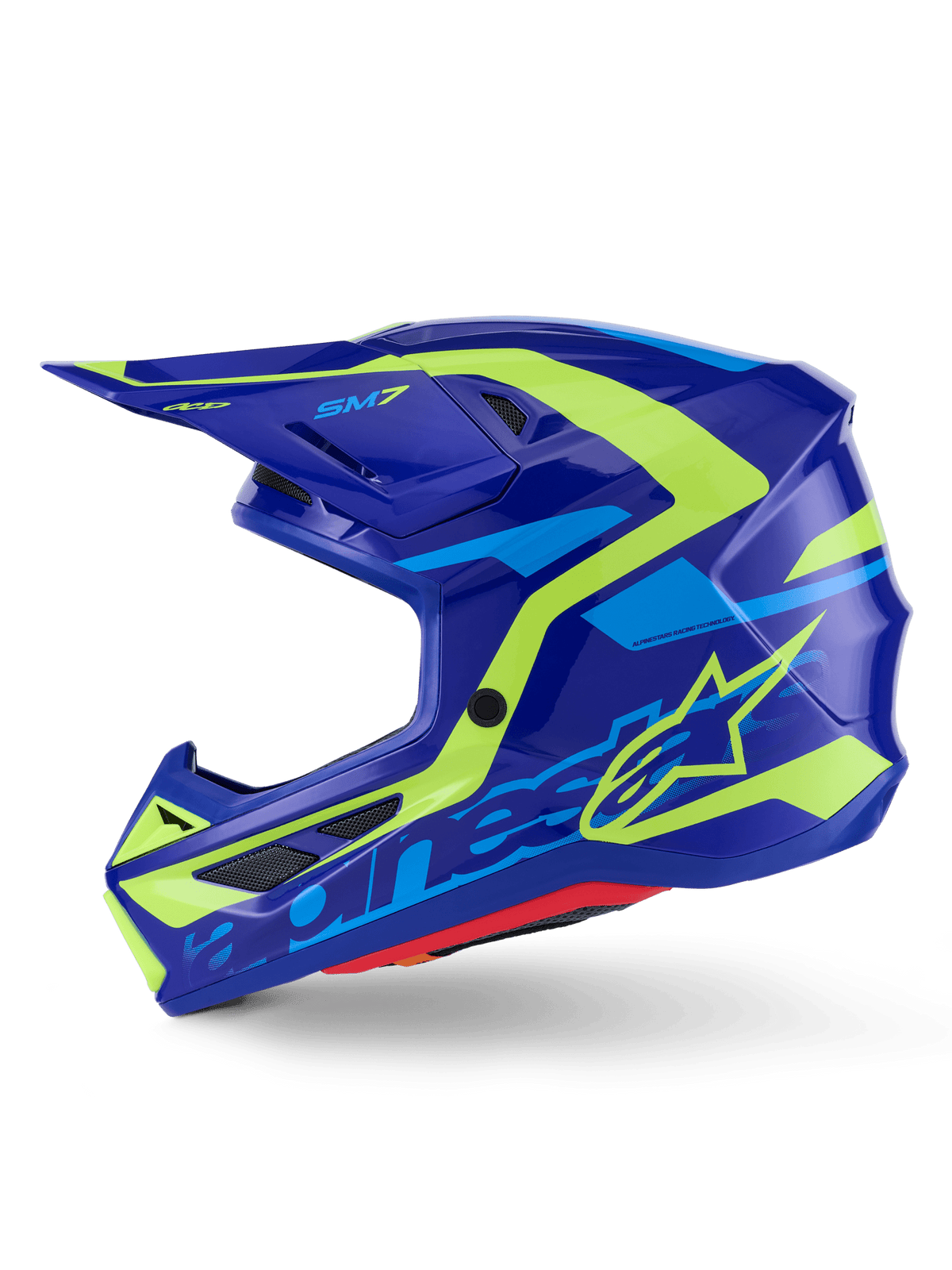 Alpinestars S-M7 Deed Helmet ECE 22.06 Blue Yellow Fluorescent Glossy - MxProStoreParts