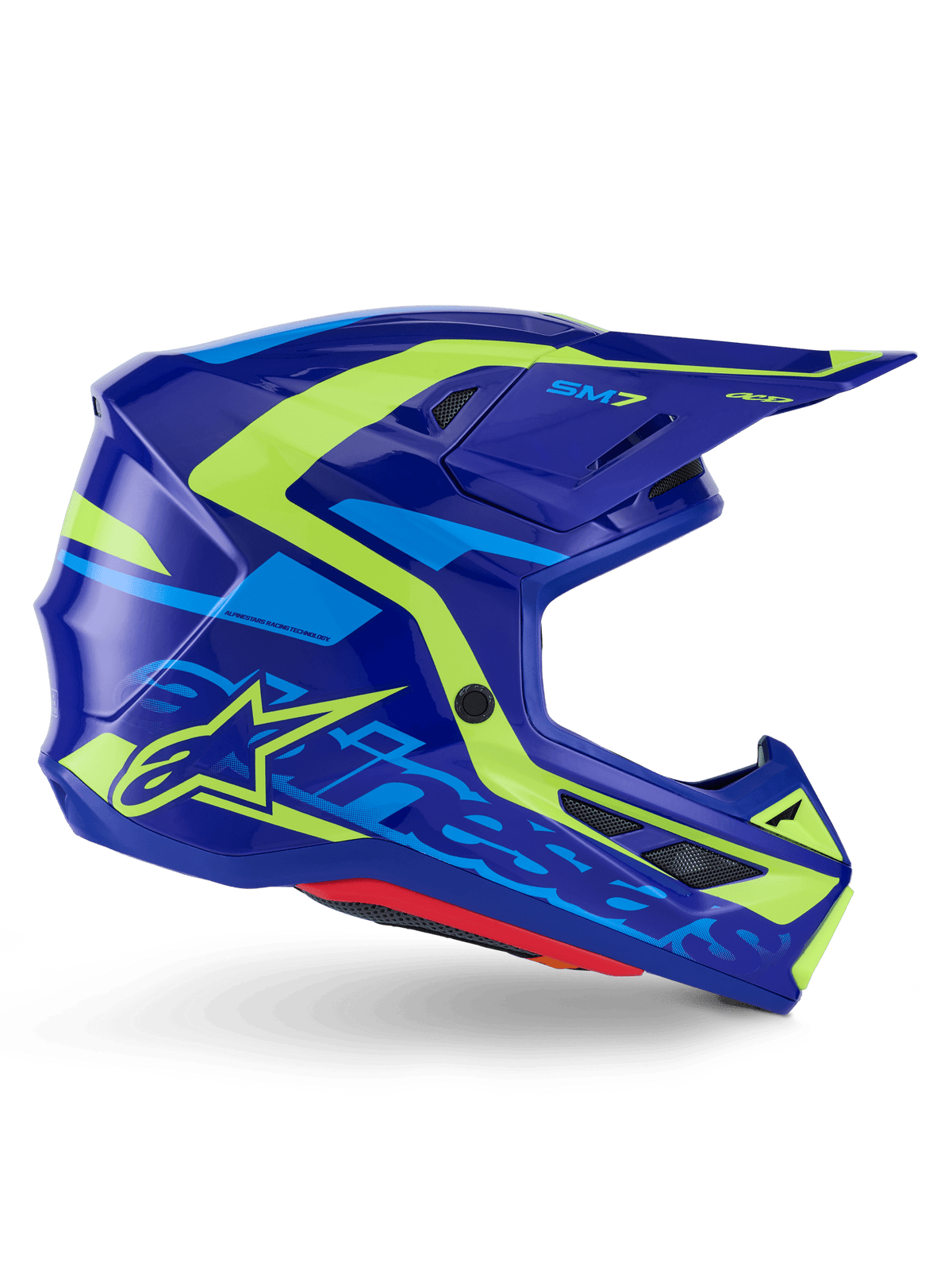 Alpinestars S-M7 Deed Helmet ECE 22.06 Blue Yellow Fluorescent Glossy - MxProStoreParts