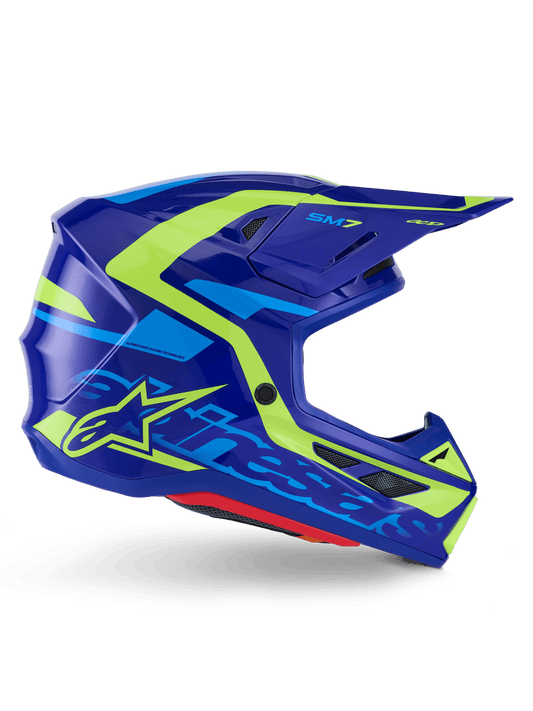 Alpinestars S-M7 Deed Helmet ECE 22.06 Blue Yellow Fluorescent Glossy