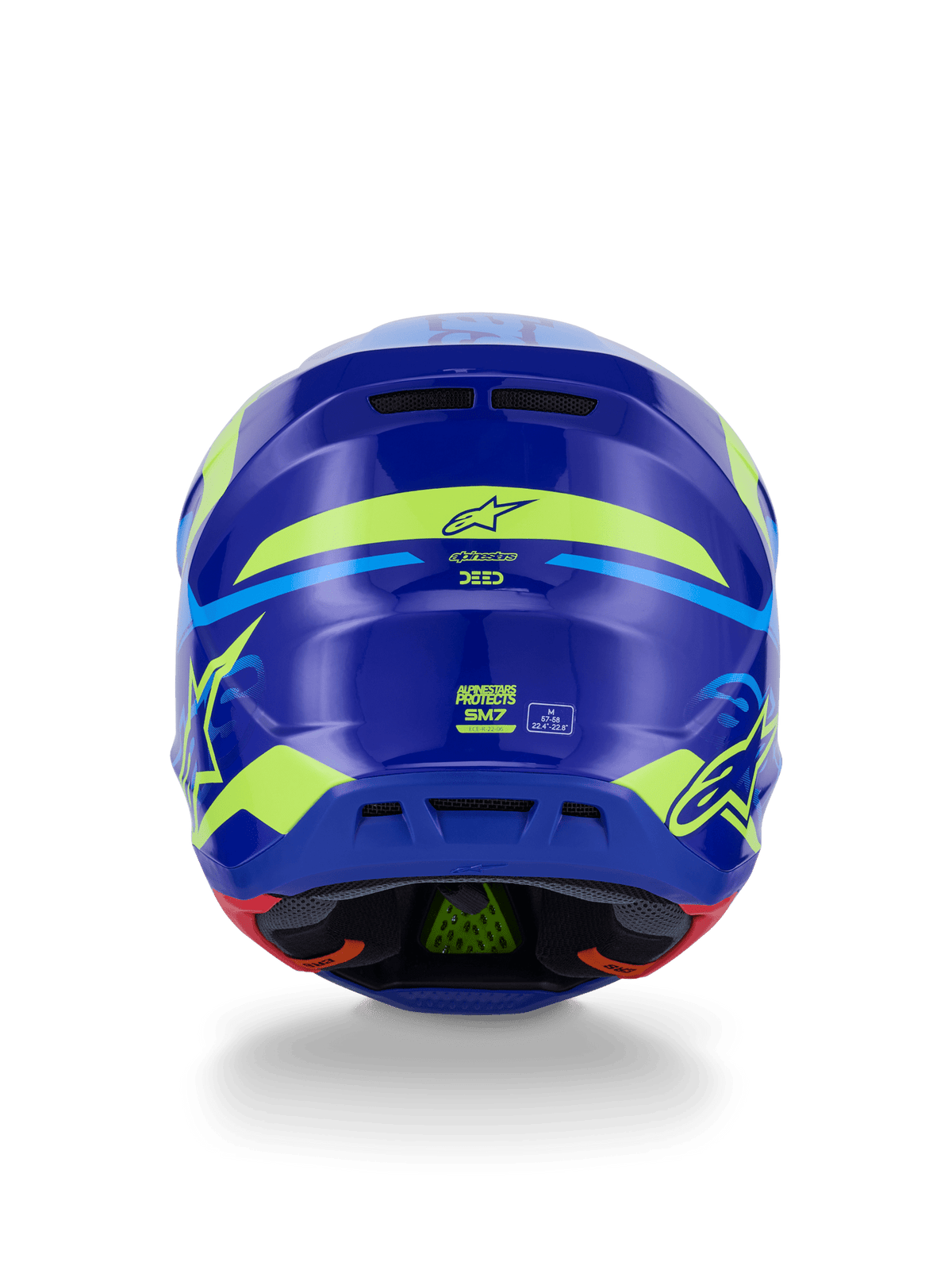 Alpinestars S-M7 Deed Helmet ECE 22.06 Blue Yellow Fluorescent Glossy - MxProStoreParts