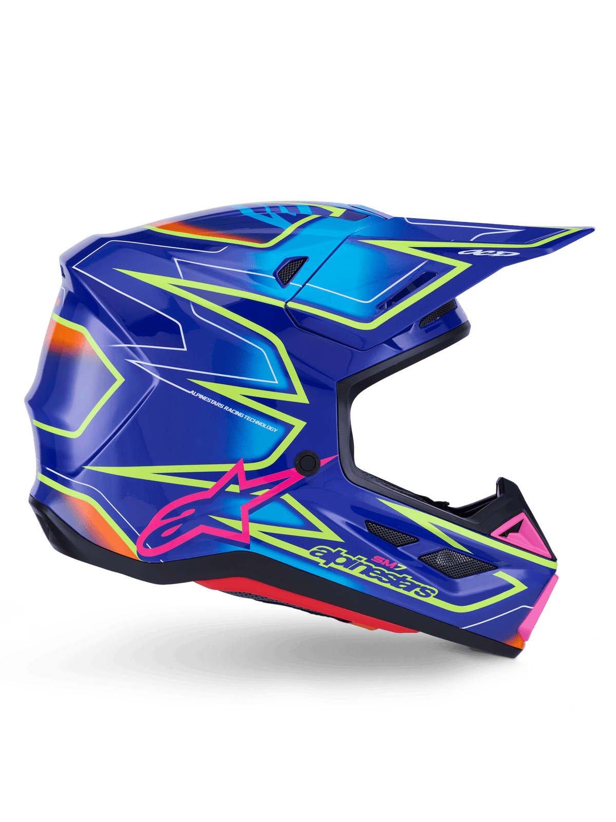 Alpinestars S-M7 Cast Casco brillante fluorescente con diseño aerodinámico - MxProStoreParts