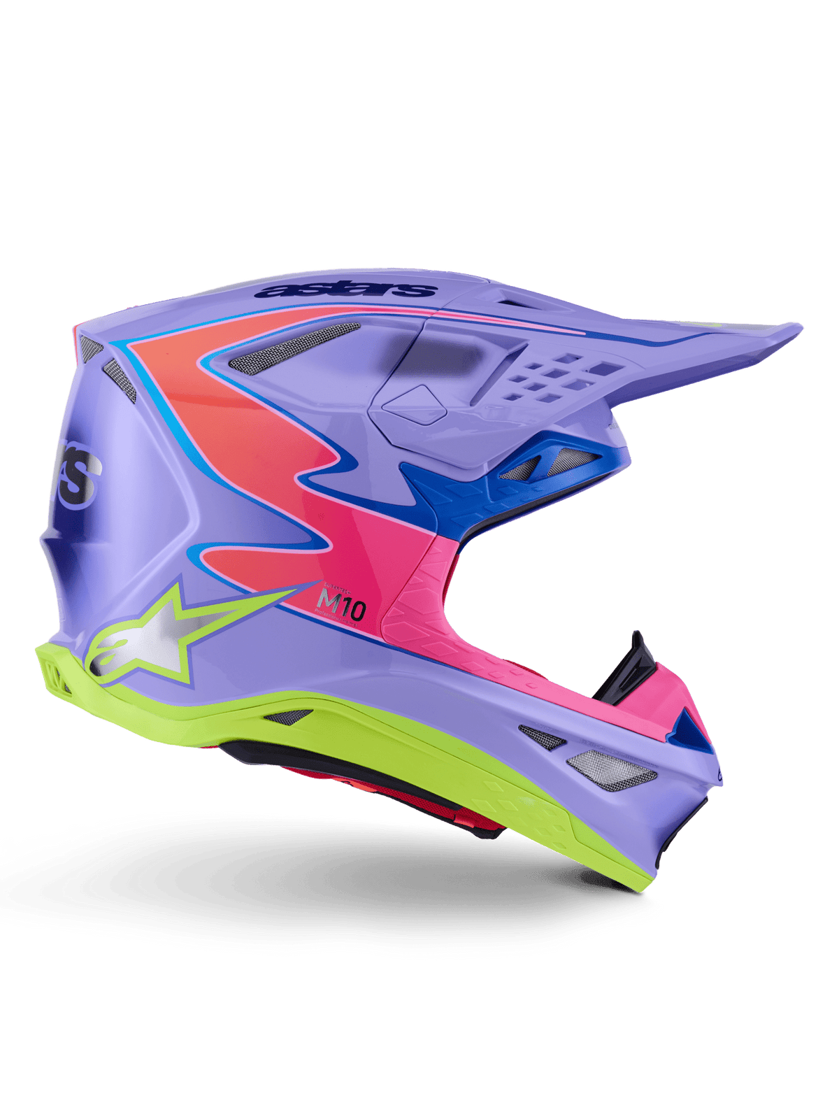 Alpinestars Supertech M10 Jett Lawrence Aerodynamic Purple-Pink-Yellow Helmet - MxProStoreParts