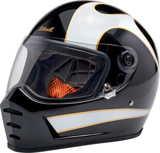 BILTWELL Lane Splitter integraalhelm zwart/wit glanzend — maat XL