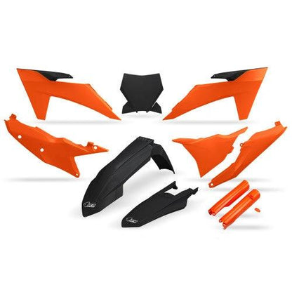 Kit de plástico UFO Negro/Naranja (Kit completo) para KTM SX 125/150/250/300 2023-2024 y SX-F 250/350/450 2023-2024 - MxProStoreParts