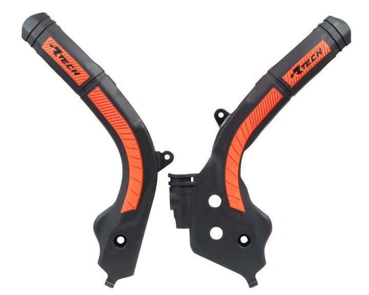 Racetech Protectores de bastidor negros/naranjas para KTM 2016-2018, Husqvarna 2016- y Gas Gas - MxProStoreParts