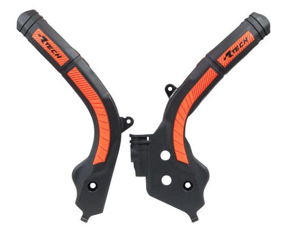 Racetech Protectores de bastidor negros/naranjas para KTM 2016-2018, Husqvarna 2016- y Gas Gas - MxProStoreParts
