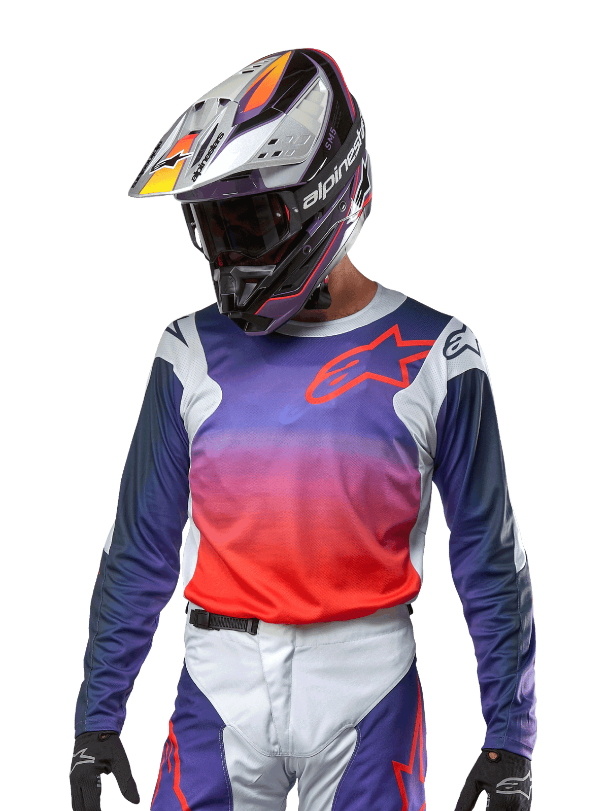 Alpinestars 2024 Racer Hoen Trikot Hellgrau Warm Orange Schwarz - MxProStoreParts