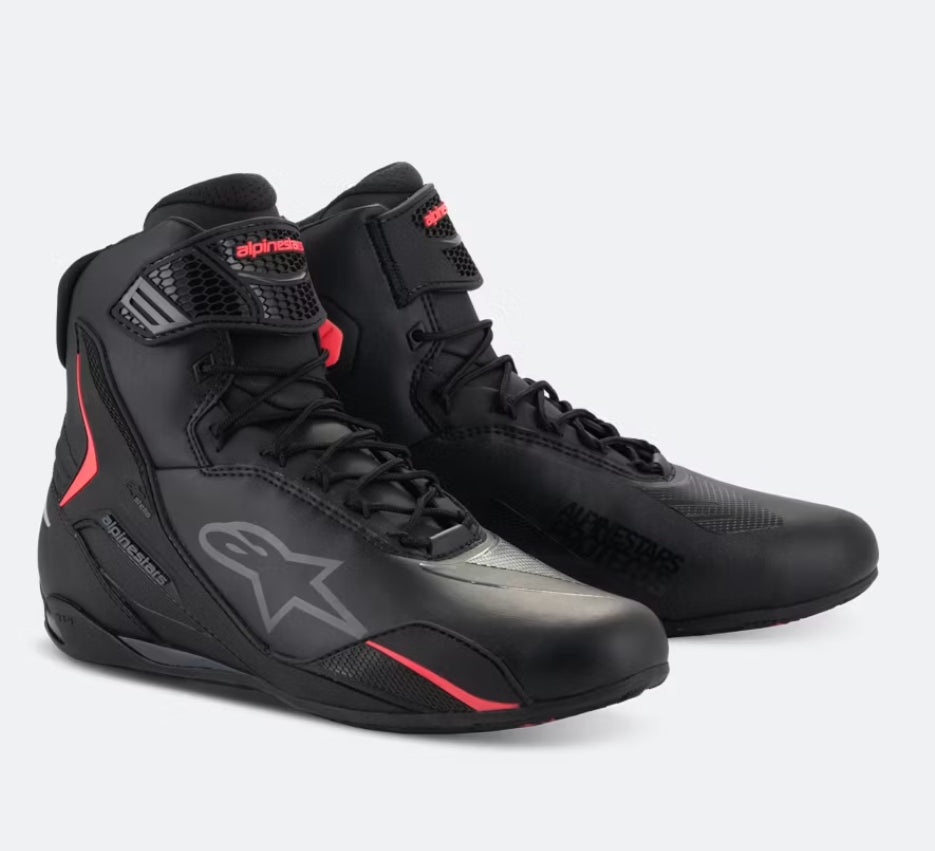 Alpinestars Stella Faster-4 Drystar motorschoenen – zwart/grijs/koraal - MxProStoreParts