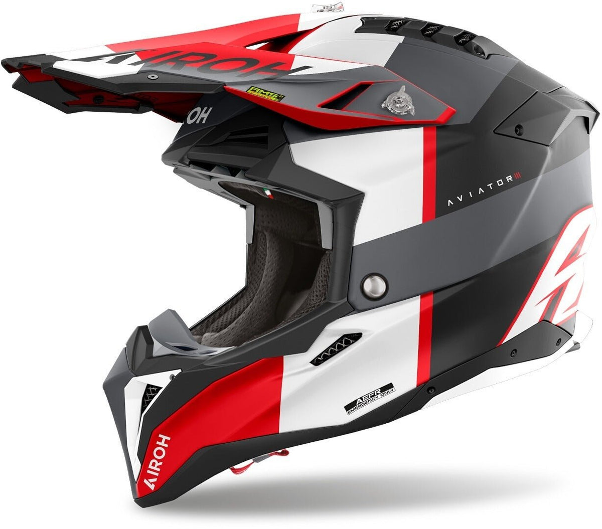 Airoh Aviator 3 Monarch Casque de motocross bleu blanc jaune - MxProStoreParts