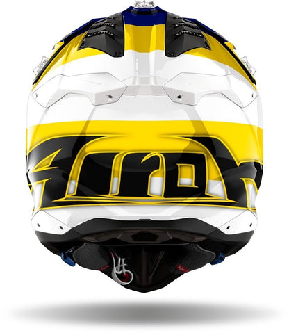 Airoh Aviator 3 Monarch Casque de motocross bleu blanc jaune - MxProStoreParts
