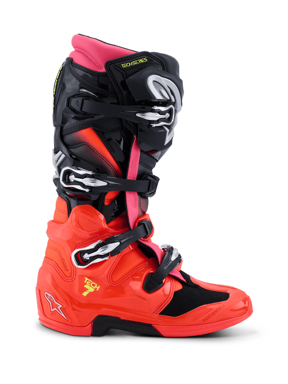 Alpinestars Tech 7 Laarzen – Zwart rood fluo roze fluo - MxProStoreParts