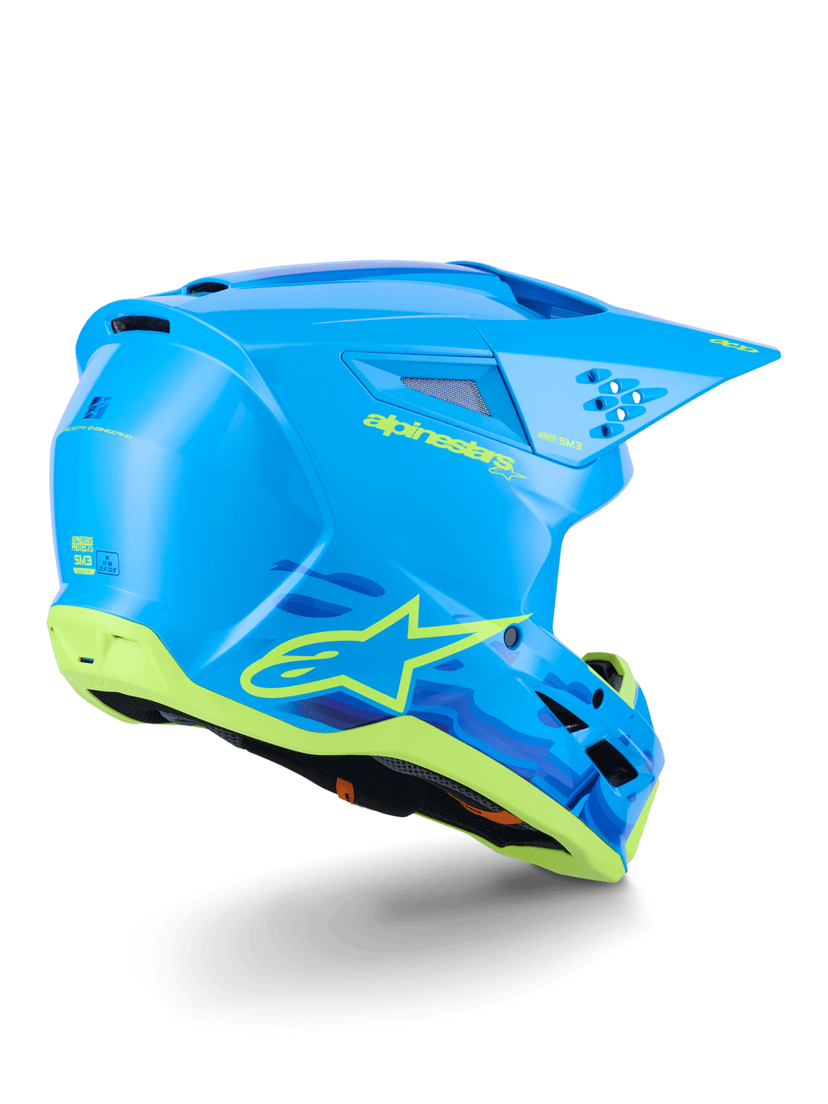 Alpinestars S-M3 Force OCD Helm ECE 22.06 – Cyan glans - MxProStoreParts