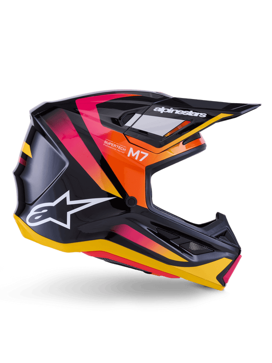 Alpinestars S-M7 Rise Casque ECE 22.06 – Noir jaune rose brillant